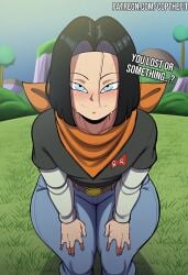 ai_generated android_17 femboy horny_expression seduction_techniques thick_thighs