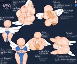 6:5 angel big_breasts big_butt bodily_fluids bottomwear bra breast_play breast_squeeze breasts butt clothing crane_(artist) cum cum_inside duo english_text faceless_character familiar feathered_wings feathers featureless_face female genital_fluids genitals hi_res human humanoid leaking_cum loincloth male male/female mammal master penetration penile penile_penetration penis plump_labia presenting presenting_vulva rear_view seraph_(angel) sex size_difference smaller_female spread_legs spreading squeezing text the_binding_of_isaac_(series) thick_thighs titfuck underwear vaginal vaginal_penetration vulva wings