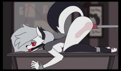 2d_animation animated ass_up ball_gag dildo fucking_machine helluva_boss jamesopossum loona_(helluva_boss) side_view solo tagme video x-ray