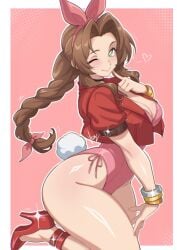 1girls aerith_gainsborough breasts curvaceous curvy curvy_female female female_focus female_only final_fantasy final_fantasy_vii light-skinned_female light_skin slim_waist solo_female solo_focus thick_thighs thighs vizaz wide_hips