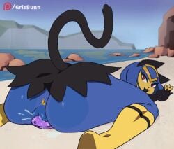 animated animated_gif anthro anus beach bodily_fluids bottomwear butt butt_focus butt_slap clothing cowgirl_position digital_media_(artwork) dildo dildo_sitting ejaculation felid feline female from_front_position genital_fluids genitals looking_at_viewer looking_pleasured mammal masturbation on_bottom on_top pal_(species) palworld penetration pocketpair seductive sekhmet_(pal) sex sex_toy short_playtime skirt slap solo tail tail_motion thick_thighs vaginal vaginal_fluids vaginal_masturbation vaginal_penetration vaginal_squirting vulva wide_hips