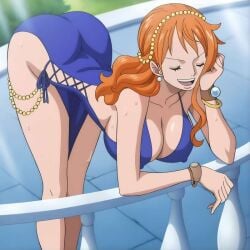 ai ai_generated ass bent_over boobs curvy_figure imminent_sex jarentr nami_(one_piece)_(zou) one_piece pirate_girl post-timeskip sexy skimpy_dress