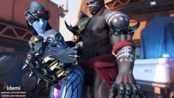 1boy 1girls 3d animated balls dark-skinned_male dark_skin doomfist duo female from_behind gif idemi-iam interracial male overwatch penetration penis sex straight tagme watchpoint:_gibraltar_(map) widowmaker