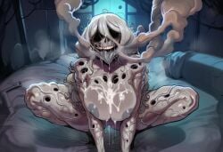 1girls ai_generated breasts cum cum_on_body cum_on_breasts cum_on_face cumdrip empty_eyes enra_(paigen) female grey_body grey_hair grey_nipples grey_skin grey_tongue holes holes_in_body hollow_eyes horror horror_(theme) large_breasts long_hair long_tongue monster_girl nipples no_eyes original original_character paigen post-sex pussy skull_face smoke smoke_creature smoke_from_mouth smoke_girl smoke_monster undead veins