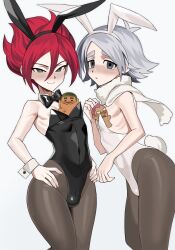 amemanpo bunnysuit femboy inazuma_eleven inazuma_eleven_(series) male male_only red_hair tagme white_hair