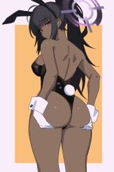 1girls animal_ear_hairband animal_ears animated ass bare_shoulders black_hair black_leotard blue_archive breasts dark-skinned_female dark_skin distr fake_animal_ears fake_tail gloves grabbing_own_ass halo karin_(blue_archive) karin_(bunny)_(blue_archive) leotard long_hair looking_at_viewer looking_back looping_animation medium_breasts no_sound playboy_bunny ponytail purple_halo rabbit_ears rabbit_tail sideboob simple_background solo standing strapless strapless_leotard tagme tail thighs video white_gloves white_wrist_cuffs wrist_cuffs yellow_eyes