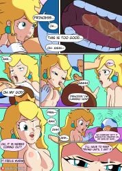 blowjob comic commission cumshot princess_peach super_mario_bros. toad_(mario)