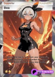 ai_assisted ai_generated athletic bea_(pokemon) female female_only getnise gym_leader muscular_female parody patreon pokemon pokemon_tcg powerful thighs