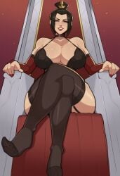1girls ai_generated avatar_the_last_airbender azula breasts female female_focus female_only hereticus large_breasts light-skinned_female light_skin looking_at_viewer solo thick_thighs thighhighs thighs wide_hips