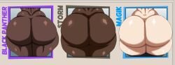 3girls ass ass_chart ass_comparison ass_focus big_ass black_panther_(marvel) black_panther_(shuri) bubble_butt charge_sol dark-skinned_female dark_skin fat_ass female female_only gluteal_fold huge_ass large_ass legwear light-skinned_female light_skin magik_(illyana_rasputin) magik_(marvel_tokon) marvel marvel_tokon:_fighting_souls massive_ass nude nude_female png shuri_(marvel) storm_(marvel_tokon) storm_(x-men) text thick_ass thick_thighs thighhighs thunder_thighs wide_hips