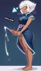 ai ai_art ai_generated alixx_nswf clash_(series) clash_of_clans dick dickgirl dickgirl/female dress electro_titan masturbation sexy solo supercell sweat white_hair