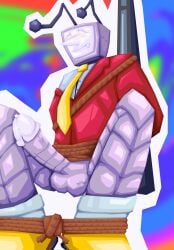 android antennae balls ballsack biting_lip bondage bright_colors cartoony cell_shading cock cum deltarune deltarune_chapter_3 digital_art digital_media_(artwork) dripping dripping_cum erection large_penis lineless lineless_art male male_only metal metallic_body mostly_clothed nervous no_eyes no_pants penis pole post-orgasm rainbow_background red_suit robot rope rope_bondage sharp_teeth sweat sweating sweaty_balls tenna_(deltarune) tied_arms tied_hands tied_legs tied_to_pole tied_up tv_head video_game_character white_outline worm's-eye_view yellow_shoes yellow_tie