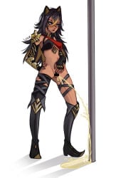 2d censored dehya_(genshin_impact) genshin_impact girl pee peeing peeing_standing_up piss pissing urination urine urine_stream