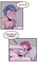 anal_penetration anal_sex armpit armpit_hair black_nails blue_hair blush blushing blushing_male covering_eyes covering_own_eyes face_in_chest face_in_pecs first_time first_time_(anal_sex) first_time_anal first_time_sex forehead_kiss gay gay_couple gay_sex gripping gripping_arm gripping_sheets hand_on_abs hand_on_waist hand_over_eyes head_in_chest head_in_pecs holding_arm holding_head kiss kissing_forehead kissing_pec laughing laying_on_another laying_on_partner laying_on_person love_hearts lying_on_another lying_on_partner lying_on_person m/m male/male male_only male_penetrating male_penetrating_male mint_(spicy_mints) mlm mullet mullet_(hairstyle) muscular muscular_male peeking peeking_through_fingers pushing_head red_hair shoving slow_penetration slow_sex spicy_mints steaming steaming_body steamy_body tsurai_(spicy_mints) webcomic webcomic_character webtoon wholesome wholesome_couple wholesome_sex