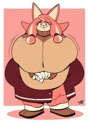 anthro borisgrim414 breasts conductor's_wife_(sonic) dog female motion_lines orange_eyes pink_hair sega sonic_(series) the_murder_of_sonic_the_hedgehog thick_thighs video_games wide_hips