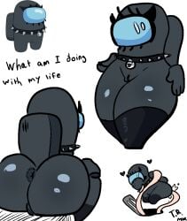 1girls among_us among_us_(series) ass asshole bell_collar black_(among_us) collar english_text eyelashes fat_ass floating_hands multiple_drawings pussy self_upload tentacle_sex therandombee thick_thighs thighhighs thighs vent white_background