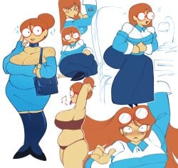 1female 1girls alternate_version_available bare_breasts bare_shoulders big_ass big_breasts blue_dress boots breasts bun_hair choker chubby chubby_belly chubby_female chubby_girl circular_glasses cleavage collaboration color color_edit colored colored_sketch edit edited edited_art edited_image exposed_shoulders fat fat_ass fat_butt fat_female fcyrah female female_focus female_only ginger ginger_hair glasses glasses_on_head hair_bun hairbun kindergarten_(game) kindergarten_3 large_breasts ms._lovelett multiple_views nerd nerdy nerdy_female no_bra pawg redhead sitting solo solo_female solo_focus standing sweater thick thick_ass thick_butt thick_hips thick_legs thick_thighs third-party_edit underwear vicanderson wide_hips