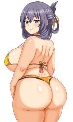 1girls ass big_ass big_butt bikini breasts chubby chubby_female eclypse eiyuu_densetsu female huge_ass huge_butt looking_back plump purple_eyes purple_hair rixia_mao sideboob smile solo the_legend_of_heroes thick_thighs wide_hips yellow_bikini