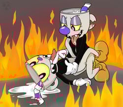 2boys anal anal_sex animate_inanimate bottomless brother brothers clothed clothed_sex clothing cum cum_on_self cum_on_stomach cunnilingus_gesture cuphead cuphead_(game) drooling duo fire footwear gay gay_sex gloves glowing glowing_eyes half-closed_eyes hell humanoid humanoid_on_humanoid incest looking_at_viewer male male_penetrating mugman object_head penetration penis pink_eyes saliva sex shoes sibling tongue tongue_out toxic-boner video_games yaoi yellow_sclera