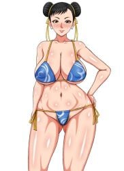 1girls big_breasts capcom chun-li female gaiseisya pubic_hair street_fighter string_bikini