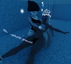 angel bikini crossover cum drowned drowning futa_bulge grabbing_breasts hazbin_hotel hot killing pool robot_girl scuba sexy_body soft_breasts thong_bikini underwater uzi_(murder_drones)