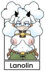 2026 2d 2d_(artwork) annoyed big_breasts deadass_77 fanart high_quality high_resolution highres lanolin_the_sheep lanolin_the_sheep_(sonic) looking_at_viewer pink_nipples sheep_girl sonic_the_hedgehog_(idw) tagme trousers