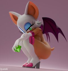 1girl 2026 3d anthro ass bat blender chaos_emerald female functionally_nude furry half-closed_eyes half-lidded_eyes posing rimstar rouge_the_bat rouge_the_bat_(nottanj) sideboob solo solo_female sonic_(series) sonic_adventure_2 sonic_the_hedgehog_(series) squatting thighs