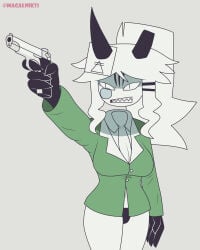 1girls fundamental_paper_education gun magalnik miss_grace_(fundamental_paper_education) no_pants pistol self_upload sfw tagme