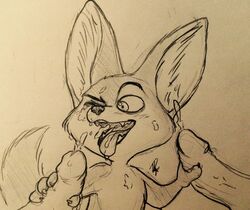 3boys canine cum cum_in_mouth cum_inside cum_on_face cumshot disembodied_penis disney double_handjob fennec finnick fox gay handjob male male_only mammal mica_xiii one_eye_closed penis sex threesome tongue tongue_out yaoi zootopia
