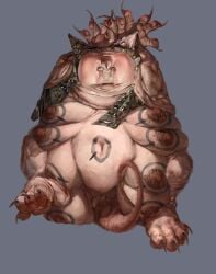 anthro big_nipples cat claws dark_nipples deltarune deltarune_chapter_3 fat fat_male large_areolae morbidly_obese morbidly_obese_male multi_breast multi_nipple non-human obese obese_male pawpads paws solo_male sphynx_(cat) tenna_(deltarune) tv_head