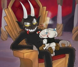 anal anal_sex animate_inanimate balls bilateral_penetration black_fur bottomless brother brothers chair cigar closed_eyes clothed clothed_sex clothing cum cum_in_ass cum_inside cuphead cuphead_(game) demon diphallia diphallism forked_tongue french_kissing fur gay gay_sex gloves grey_penis grin group group_sex half-closed_eyes hand_holding horn humanoid humanoid_on_humanoid incest kissing larger_male male male_penetrating mugman multi_genitalia multi_penis object_head penetration penis sex sibling sitting size_difference smaller_male smile smoking the_devil_(cuphead) threesome tongue tongue_out toxic-boner video_games yaoi yellow_eyes