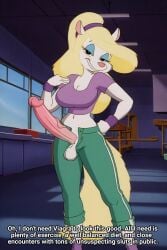 1girls accurate_art_style ai_generated animaniacs balls blonde_hair erection futanari minerva_mink penis penis_out ponytail solo testicles warner_bros warner_brothers