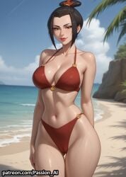1girl ai_generated ass avatar_the_last_airbender azula bikini black_hair breasts cameltoe female nickelodeon on_beach panties passion_ai seductive seductive_look seductive_pose sexy standing wet