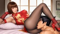 ai_generated anna_williams cougar cunnilingus jin_kazama oral_sex tekken