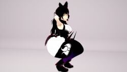 3d_(artwork) armpits arms_up big_ass big_butt black_hair catgirl faunus hyper_ass koikatsu looking_at_viewer rwby
