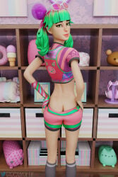 3d ass female female_only fortnite giocamolly half_naked shorts_pull tropical_punch_zoey zoey_(fortnite)