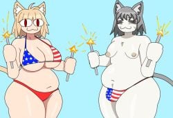 !! 1boy 1boy1girl 1girls :3 alternate_version_available american_flag american_flag_bikini american_flag_bikini_bottom american_flag_bikini_top big_breasts big_bulge bikini bikini_bottom bikini_top bra bulge cat_ears cat_tail chubby chubby_female chubby_male closed_eyes curvaceous curvy curvy_female feline female female/male flares fourth_of_july looking_at_viewer male neco-arc neco-arc_chaos nipples ribznsfw smile smiling smiling_at_viewer thick_hips thick_thighs tsukihime type-moon underwear voluptuous voluptuous_body voluptuous_female voluptuous_male white_body white_skin white_skinned_female