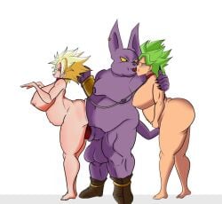 1boy 2girls alternate_version_available big_ass big_breasts caulifla champa champanized dominant_male dragon_ball dragon_ball_super femsub french_kissing fucked_from_behind furry furry_male god_of_destruction interspecies kale kefla kefla_(dragon_ball) kissing married_couple pregnant saiyan saiyan_female standing standing_sex vaginal_penetration vaginal_sex wedding_ring