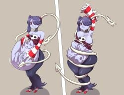 belly_squeeze big_breasts bones_in_stomach digested digested_prey female_pred leviathan_(skullgirls) male_prey masturbating_prey masturbation skullgirls squigly thick_thighs vore vore_belly weight_gain weight_gain_female willing_prey zombie_girl