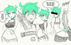 ass_focus bestiality big_ass bitch censored_eyes dialogue eyes_wide_open gerph green_eyes green_hair horse horsecock imminent_bestiality imminent_sex mint_(skarp_world) panties pants_down penis_in_ass penis_in_face pretty_face resisting rubbing short_hair small_breasts temptation tempting throbbing_penis unusual_pupils zoophile zoophilia
