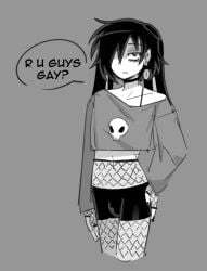 choker crop_top femboy fishnet_legwear fishnets makeup mido66 painted_nails twink