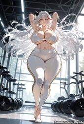 1girl aegir_(azur_lane) ai_assisted ai_generated antenna_hair armpits arms_behind_head arms_up azur_lane bangs blush bra breasts brown_eyes cleavage curvaceous curvy curvy_female curvy_figure earrings eyebrows_visible_through_hair female huge_breasts long_hair looking_at_viewer miyuai mole_on_breast multicolored_hair navel red_hair see-through silver_hair smile solo streaked_hair thick thick_ass thick_butt thick_hips thick_legs thick_thighs thighs two_side_up very_long_hair voluptuous voluptuous_female white_bra white_legwear wide_hips wide_thighs