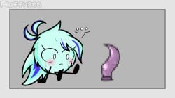 1girl 1girls blushing dildo fuzzy_fluffs imminent_sex looking_at_penis object_show object_shows original_character tentacle_dildo tentacle_penis