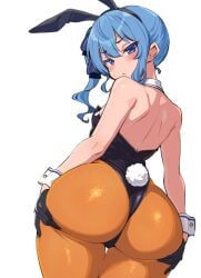 1girls ass ass_focus back_view backless big_ass blue_eyes blue_hair blush breasts bunny_ears bunny_ears_headband bunny_tail bunnygirl bunnygirl_outfit bunnysuit clothed_female collar detatched_collar gloves holding_ass hololive hololive_gen_0 hololive_japan hoshimachi_suisei large_ass leotard looking_at_viewer looking_back looking_back_at_viewer looking_behind pantyhose ponytail ribbon sakanaya_(sakanaya952) short_hair side_ponytail small_breasts spreading_ass thick_thighs thigh_gap thighs virtual_youtuber wedgie wide_hips