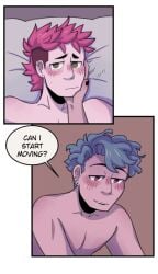 anal_penetration anal_sex armpit armpit_hair black_nails blue_hair blush blushing blushing_male covering_eyes covering_own_eyes face_in_chest face_in_pecs first_time first_time_(anal_sex) first_time_anal first_time_sex forehead_kiss gay gay_couple gay_sex gripping gripping_arm gripping_sheets hand_on_abs hand_on_waist hand_over_eyes head_in_chest head_in_pecs holding_arm holding_head kiss kissing_forehead kissing_pec laughing laying_on_another laying_on_partner laying_on_person love_hearts lying_on_another lying_on_partner lying_on_person m/m male/male male_only male_penetrating male_penetrating_male mint_(spicy_mints) mlm mullet mullet_(hairstyle) muscular muscular_male peeking peeking_through_fingers pushing_head red_hair shoving slow_penetration slow_sex spicy_mints steaming steaming_body steamy_body tsurai_(spicy_mints) webcomic webcomic_character webtoon wholesome wholesome_couple wholesome_sex