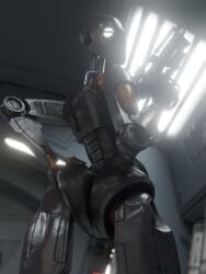 2026 3d 3d_(artwork) 3d_render battle_droid looking_back red_eyes robot robot_girl robot_joints soundpunk501 star_wars thick_thighs