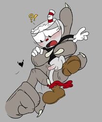 ambiguous_gender animate_inanimate clothed clothing cuphead cuphead_(game) disembodied_hand duo erection forced gloves male male/ambiguous object_head partially_clothed penis shorts shorts_down size_difference smaller_male the_devil_(cuphead) toxic-boner undressing video_games