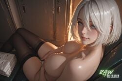 1girl ai_generated anime artist_name beauty big_breasts blush breasts ecchi female hentai hi_res high_quality high_resolution highres large_breasts naked nier:_automata nsfw nude nude_female partially_clothed patreon_username rawdiffusion rule34 solo stable_diffusion tits uncensored watermark white_hair yorha_2b