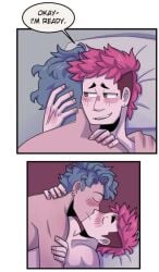 anal_penetration anal_sex armpit armpit_hair black_nails blue_hair blush blushing blushing_male covering_eyes covering_own_eyes face_in_chest face_in_pecs first_time first_time_(anal_sex) first_time_anal first_time_sex forehead_kiss gay gay_couple gay_sex gripping gripping_arm gripping_sheets hand_on_abs hand_on_waist hand_over_eyes head_in_chest head_in_pecs holding_arm holding_head kiss kissing_forehead kissing_pec laughing laying_on_another laying_on_partner laying_on_person love_hearts lying_on_another lying_on_partner lying_on_person m/m male/male male_only male_penetrating male_penetrating_male mint_(spicy_mints) mlm mullet mullet_(hairstyle) muscular muscular_male peeking peeking_through_fingers pushing_head red_hair shoving slow_penetration slow_sex spicy_mints steaming steaming_body steamy_body tsurai_(spicy_mints) webcomic webcomic_character webtoon wholesome wholesome_couple wholesome_sex