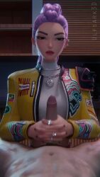 1boy 1girls 3d animated between_thighs cum_on_face facial handjob kpop_demon_hunters looking_at_viewer rumi_(kpop_demon_hunters) sound tagme thighjob ulfsark3d vaginal_penetration vaginal_sex video